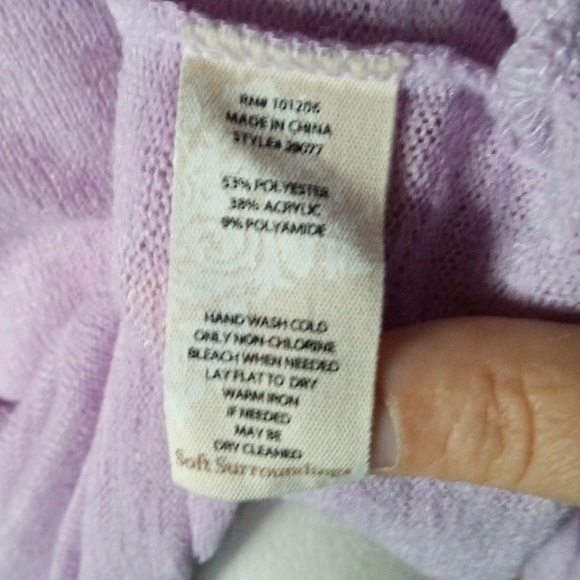 Soft Surroundings Valentina 1/2 Zip Lavender Slub Jersey Tunic Top Size Large - Picture 7 of 7